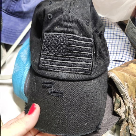 KBETHOS Black Distressed Hat with Flag Patch - Picture 1 of 6